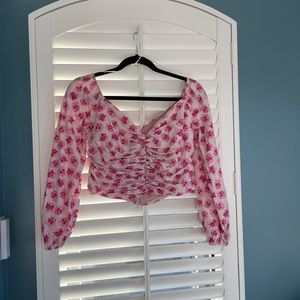 Zara Floral Puff Sleeve Top